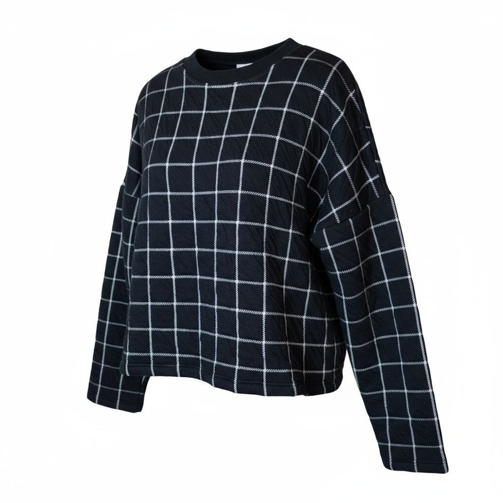 Corey Lynn Calter Anthropologie Womens M Quilted Grid Sweater Black White